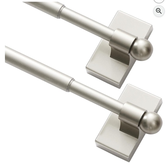Magnetic Cafe Curtain Rods (x2) for Metal Doors adjustable 16-28" brushed nickel - Picture 1 of 5